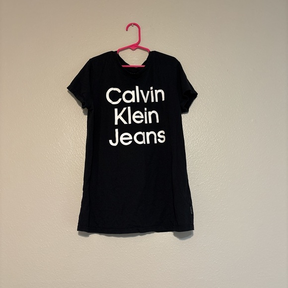 Calvin Klein Black Tee with White Logo - Picture 1 of 2